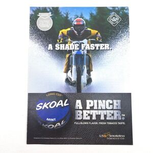 Skoal Mint Motorcycle Print Ad 2000s A Pinch Better Racing Wall Art Decor